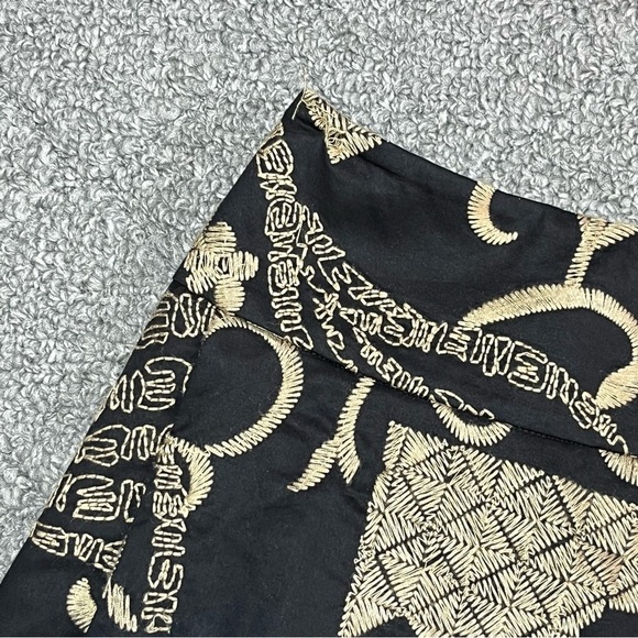 Talbots Collection A Line Skirt Size 2 Petite Black with Tan Allover Embroidery - Picture 3 of 12